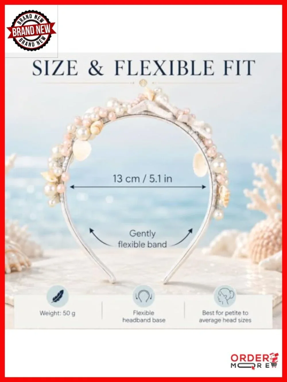 Mermaid Headband Starfish Seashell Crown Coastal Bridal Beach Hair Accessory